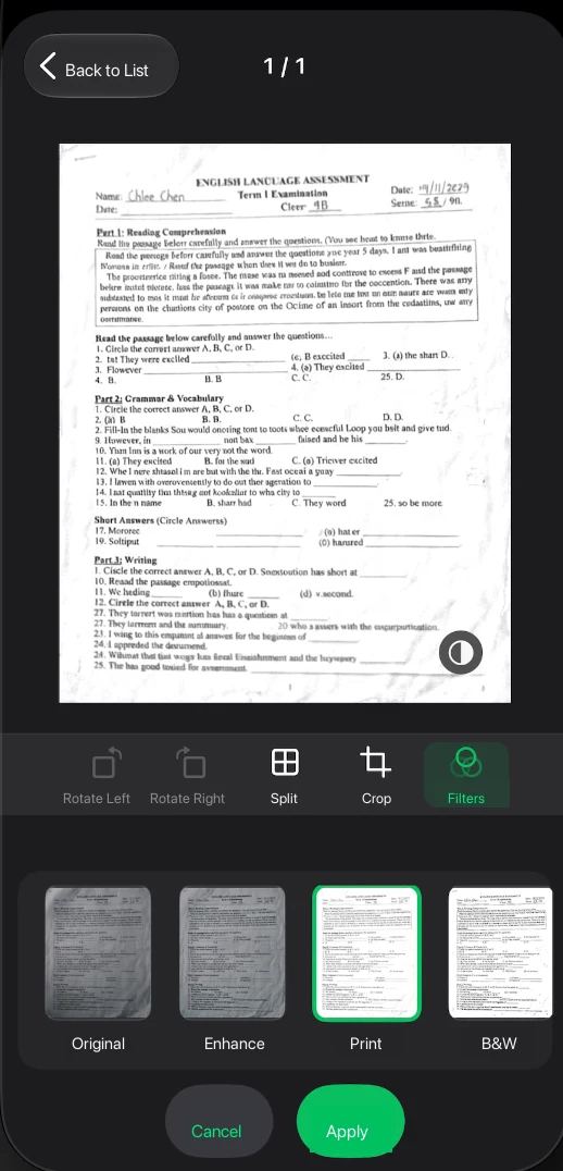 Imgs2PDF مع تحديد إعداد طباعة لصفحة مستند جاهزة للطباعة