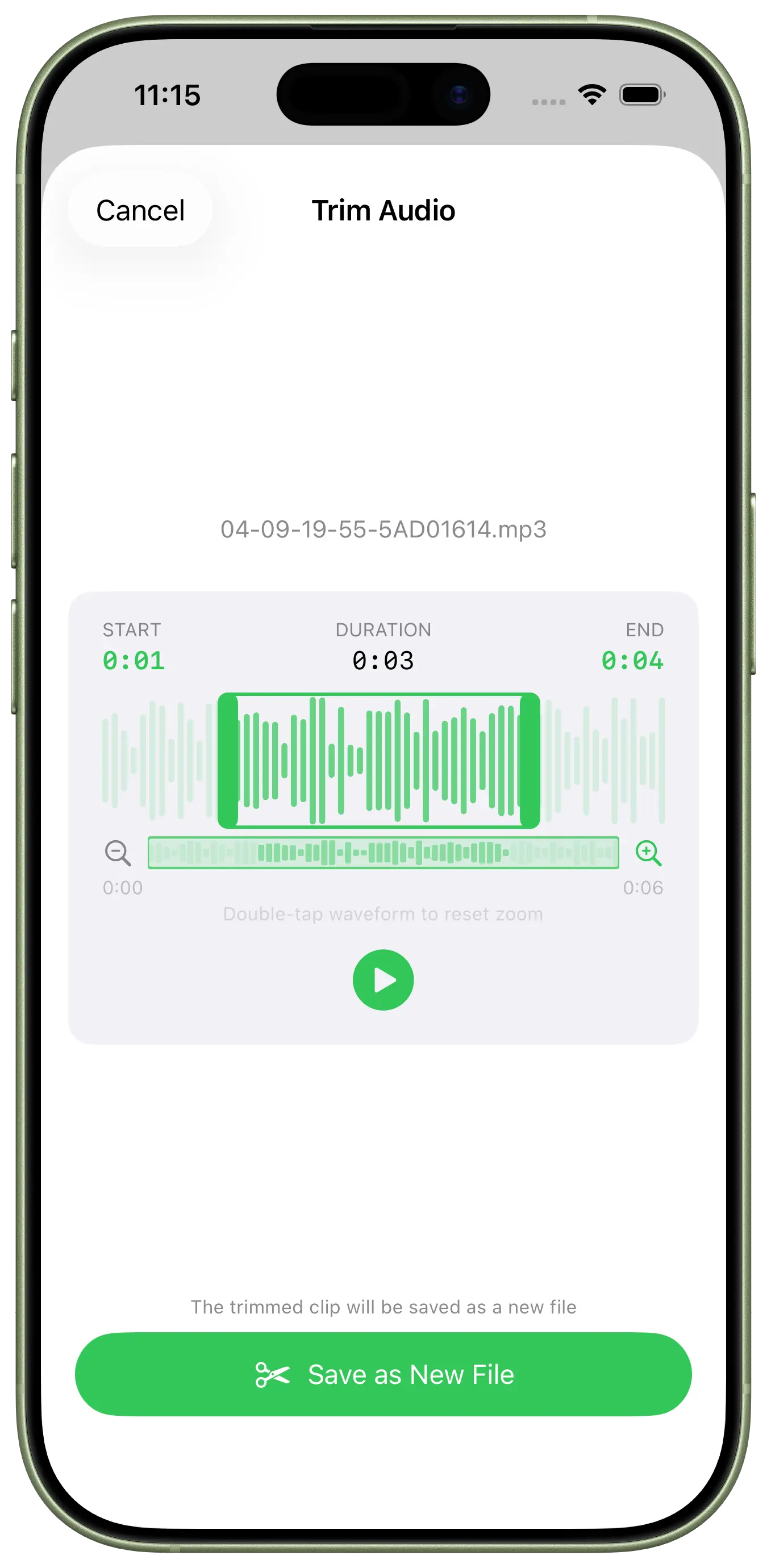 Forma d'onda per il taglio audio in 2MP3