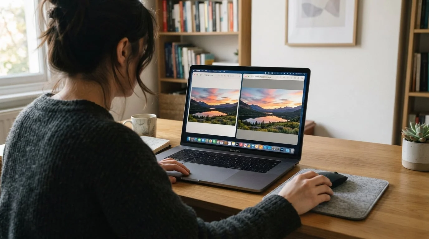 Macで画像変換結果を確認している様子